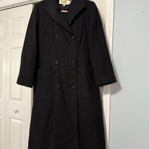Talbots Black Wool long pea coat